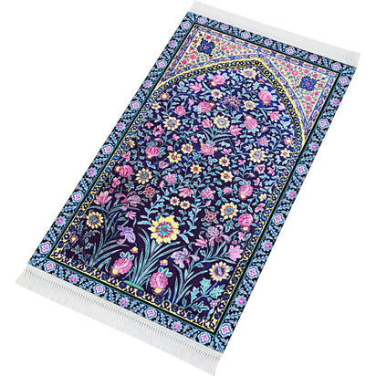 Tapis Ultra Confort Fleurs Bleu Marine