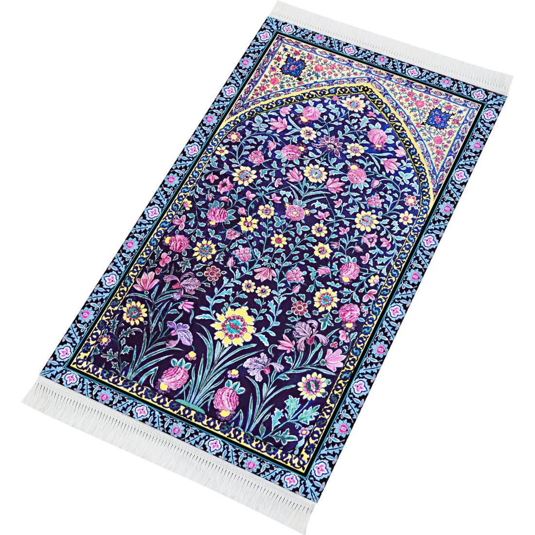 Tapis Ultra Confort Fleurs Bleu Marine